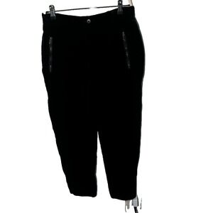 Vintage‎ ESCADA Black Velour Velvet Straight Zip Pockets  Pants Size 6 Designer